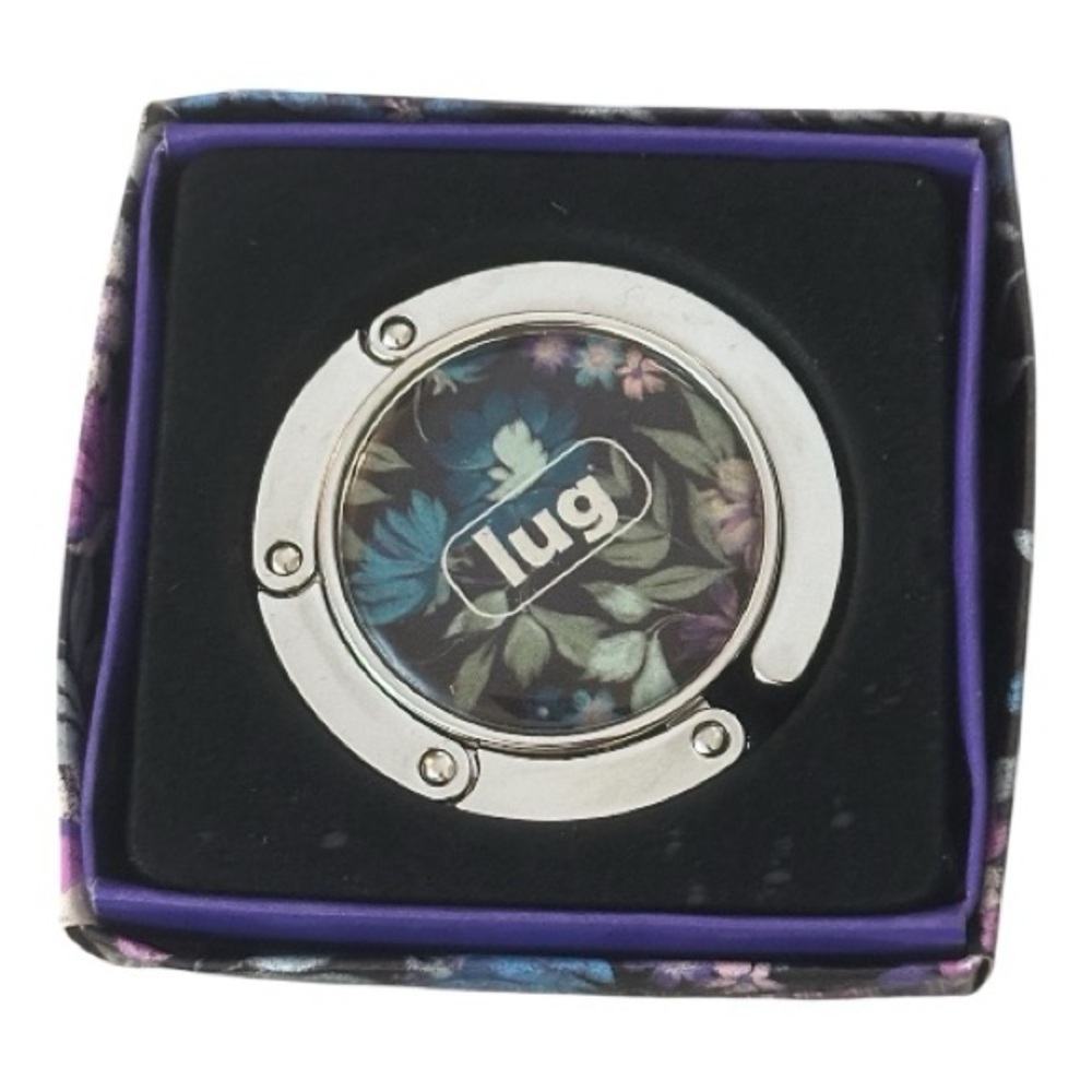 Lug Silver Floral Foldable Bag Holder or Purse Hook in Gift Box. Protect Bags